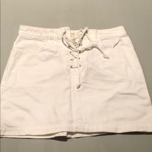 White Lace Up denim skirt
